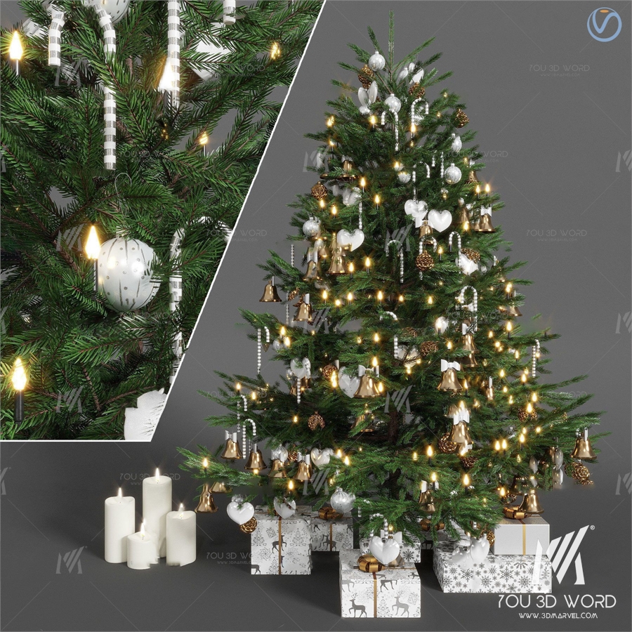 Modern Christmas tree gift box ornament 3d model